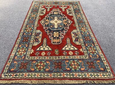 Authentic Hand Knotted Afghan Kazak Wool Area Rug 5.2 X 3.1 Ft (2150 HM) • £120.55