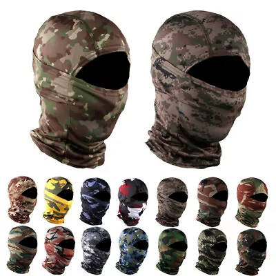 Outdoor Camo Balaclava Tactical Full Face Mask Hood Helmet Lined Beanie Hat Cap • $4.99