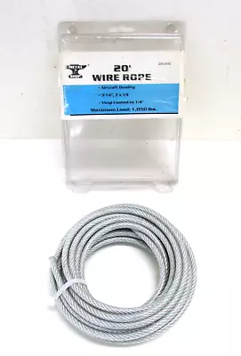 Nos! Metal Shop Brand 20' Wire Rope Cable 3/16  7x19 Vinyl Coated To 1/4  • $12.99