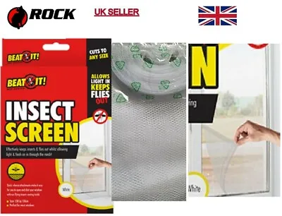Mesh Net Window Screen Fly Mosquito Moth Screen Netting Insect Repellent Screens • £3.59