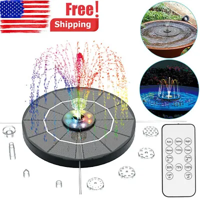 Solar Fountain Powered Bird Bath Floating Water Pump 2200mAh +4 Fixers +8 Nozzle • $8.92