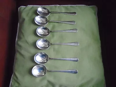 6 Vintage Walker Hall Sheffield  Soup Spoons  Silver Plated • £16.99