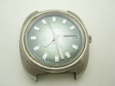 Vintage Clinton Green Dial Manual Wind Stainless Watch - Parts Repair • $59.99