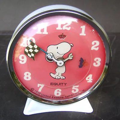 $49 • Buy Vintage Equity Snoopy Animated Novelty Wind-Up Alarm Clock Race Car Peanuts