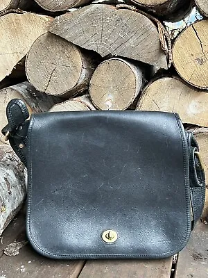 Vintage COACH Black Leather Shoulder Bag Purse Handbag 306-5010 • $199.99
