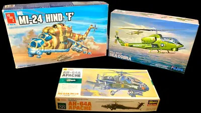 (Lot Of 3 Helicopters) Amt MI-24 Hind F Fujimi Sea Cobra Hasegawa E22 1/72 Model • $64.95