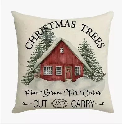 CHRISTMAS TREE FARM Rustic Christmas Throw Pillow Cover Winter Holiday Decor • $13.08