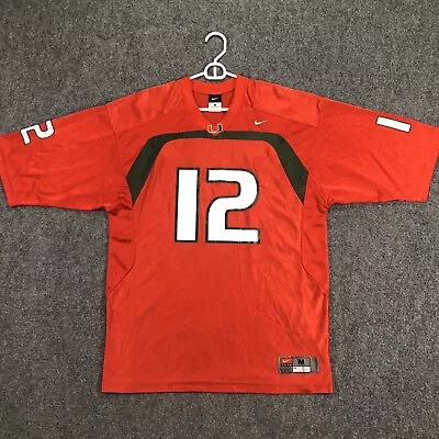 Vtg Nike Team Mens M Medium #12 Orange Football Jersey UM Miami Hurricanes • $18.57