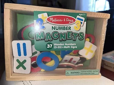 NEW Melissa & Doug 37 MAGNETIC WOODEN NUMBERS + MATH SIGNS Ages 3+ SEALED SCHOOL • $9.90