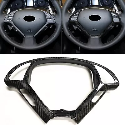 Black Steering Wheel Trim For Infiniti G37 EX37 G25 Q40 Carbon Fiber Replacement • $95.21