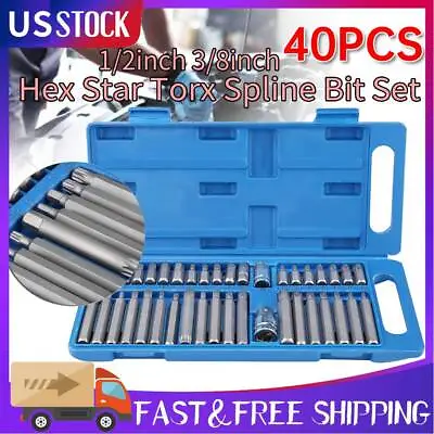 40PCS Allen Key Set Socket Bit 3/8' & 1/2' Drive Long Deep Torx Star Spline Hex • $24.69