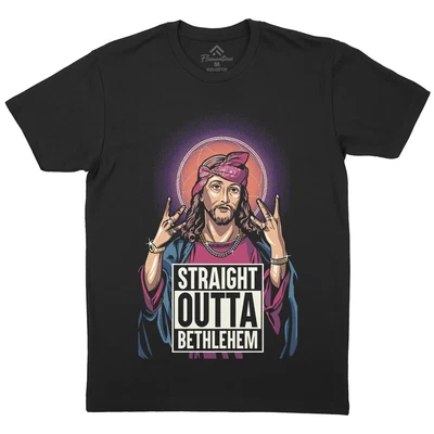 £15.99 • Buy Straight Outta Bethlehem Jesus Christ T-Shirt Music Hip Hop God Is A DJ Top E138