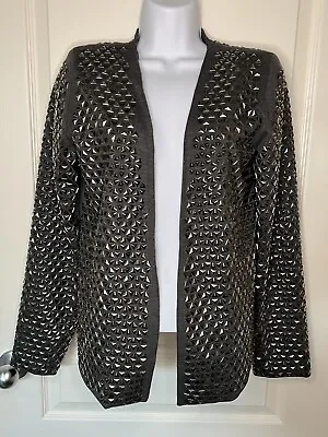 Zara Collection Special Edition Open Front Heavy Studded Blazer Jacket Sz M • £57.90