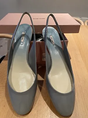 Miu Miu Shoes Size 39 Baby Blue Brand New Low Heel Slingback • £170