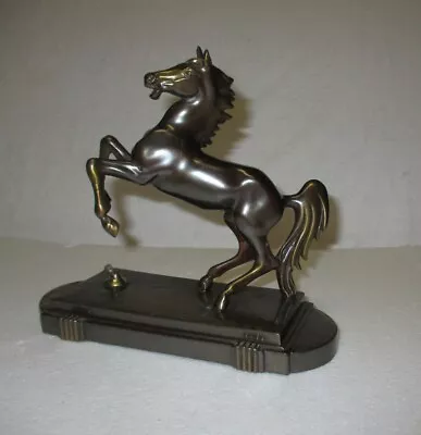 Vintage Metal Horse Figurine K & O Bronze Type Finish Base Art Deco TLC As Is • $31.99