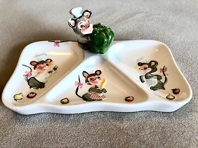 Lefton Japan Vintage 1863 Mouse Relish Cheese Divided Serving Tray • $6.99