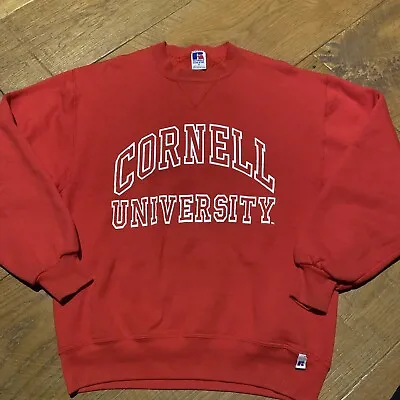 Vintage Cornell University Sweatshirt M Russell Athletic 80s Big Red USA • $38.97