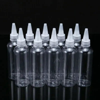£15.95 • Buy 10pcs 100ml Twist Top Empty Bottles Plastic Nozzle Dropper Caps Acrylic Pouring