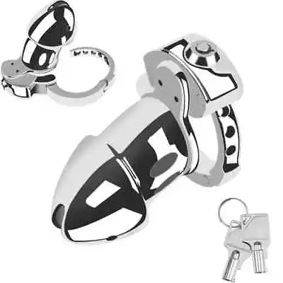 Male Chastity Cage Belt Device Lockable Ring Restraint Cock Ring Slave Hollow Bi • £21.99