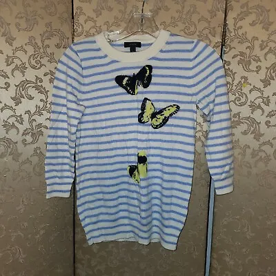 J. Crew Blue Multi-Color Butterfly Sweater Size Extra Small XS • $9.99