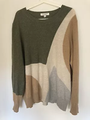 Marks & Spencer Autograph Khaki Green Mix Pattern Cashmere Jumper Size 24 • £28.99