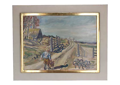£280 • Buy Olle Nordberg (1905-1986) Vintage 1940's Swedish Painting COUNTRY LANDSCAPE