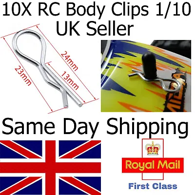 10x CAR Body Shell Clips Pin MEDIUM SIZE 1/10 Scale Buggy Truck NEXT DAY RC UK • £2.95