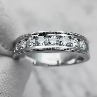 2CT Round Cut Lab Created Diamond Men's Wedding Band Ring 14K White Gold Plated • $97.99