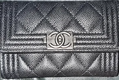 Chanel Boy Flap Wallet Quilted Caviar Black • $790