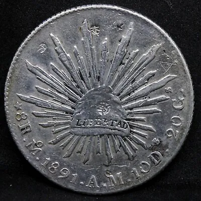 8 Reales 1891 Mo-Am. Mexico Republic China Chopmarks. Km-377.10.  • £115