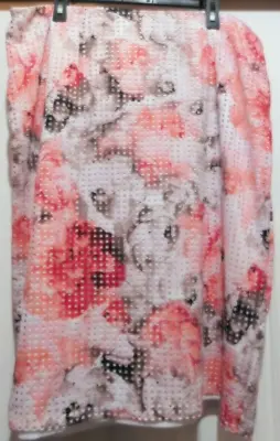 Cato Woman's Plus Size 18W/20W Pink Gray Floral Midi SKIRT W/Square Cut Outs • $24.99