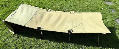 Military Officers Wooden Framed Field Camp X Bed Vintage Camping • £65