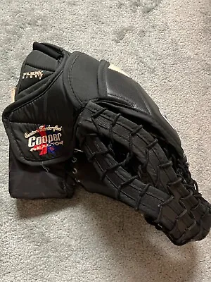 Vintage COOPER REACTOR 5 Flex Hinge HOCKEY GOALIE GLOVE MITT Black PRO Model • $225