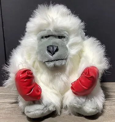 Red Boxing Glove White Gorilla Ape 1980s Vintage Monkey Plush Soft Toy Animal • $39.95