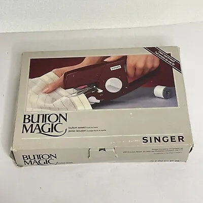 Vtg Singer Button Magic Hand Held Button Sewing Machine Box & Manual Model B100A • $29.99