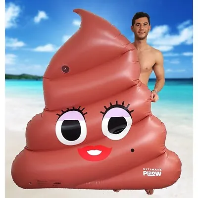 Giant Blow Up Inflatable Double Sided Poo Emoji Sun Lounger Lilo Swimming Pool • £17.99