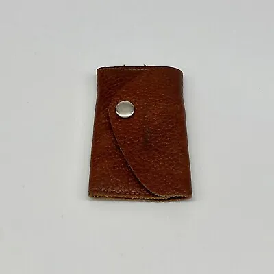 Vintage Brown Leather Tri-Fold Snap Key Wallet With Old Keys • $17