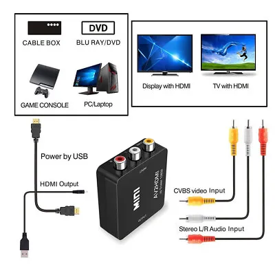 RCA AV To HDMI HD Converter Composite CVBS Video Adapter Wii NES SNES • $7.96