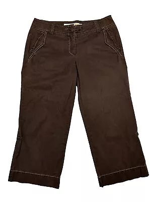 J Crew Chino City Fit Twill Capri Pants Women Size 0 Brown (Measure 29x21) • $11.78