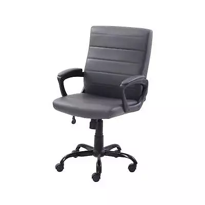 Bonded Leather Mid-Back Manager's Office Chair Gray • $102