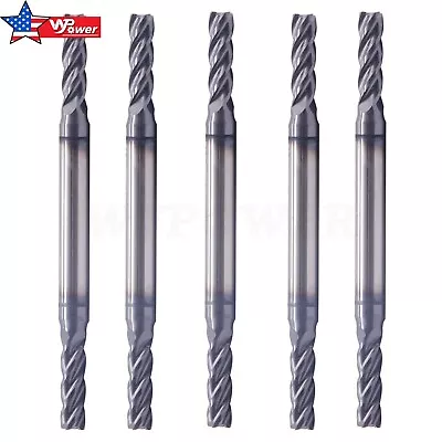 5Pcs 4 Flute Double End Carbide 5/32 X3/16 X9/16 X2-1/2  End Mills AlTiN Coated • $38.99