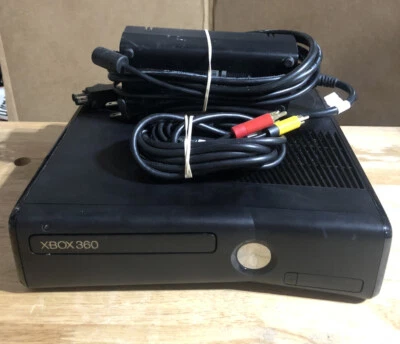 $52.99 • Buy Microsoft Xbox 360 S Slim Black Console + Cords Model 1439 - No Hard Drive -
