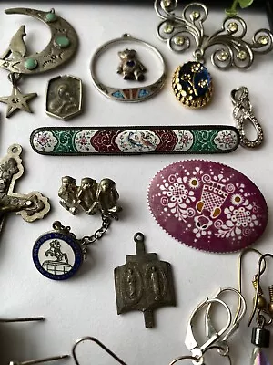 Large Vintage Unique Lot Sterling Jewelry Pendants Earrings Findings • $35