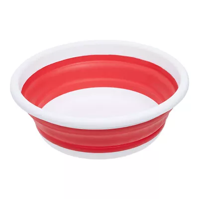 Folding Collapsible Round Washing Up Bowl Bucket Kitchen Cleaning Camping Red • £11.15