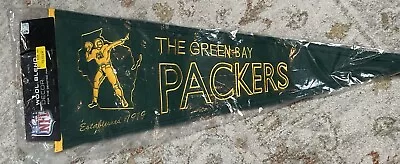 Green Bay Packers Embroidered Wool THROWBACK PENNANT 13 X32  NFL LICENSED NIP • $27.99