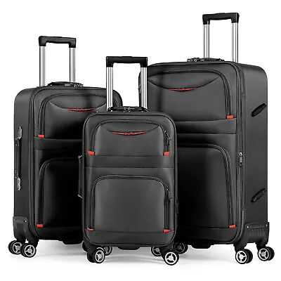 3 Piece Softside Expandable Luggage Set W/Spinner Wheel Lightweight Suitcase • $78.99