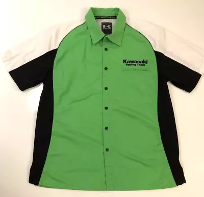 Vintage Kawasaki  Canada Motorcycle Racing Team Shirt Green Size Large L T • $50