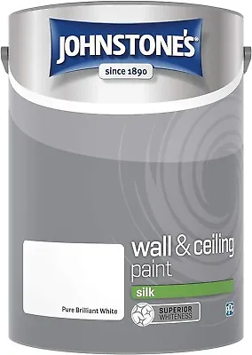 SALE Johnstones Silk Pure Brilliant White Wall & Ceiling Emulsion Paint 5Litres* • £18.50