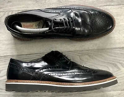 Bertie Mens Lace Up Shoes Size 12 Eu 46 Black Patent Leather Barkly Model • £14