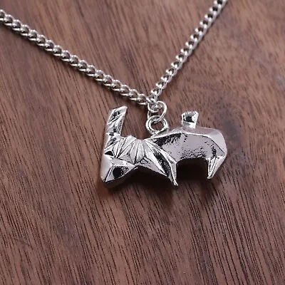 £2.99 • Buy Origami Rabbit Pendant Necklace In Silver Tone